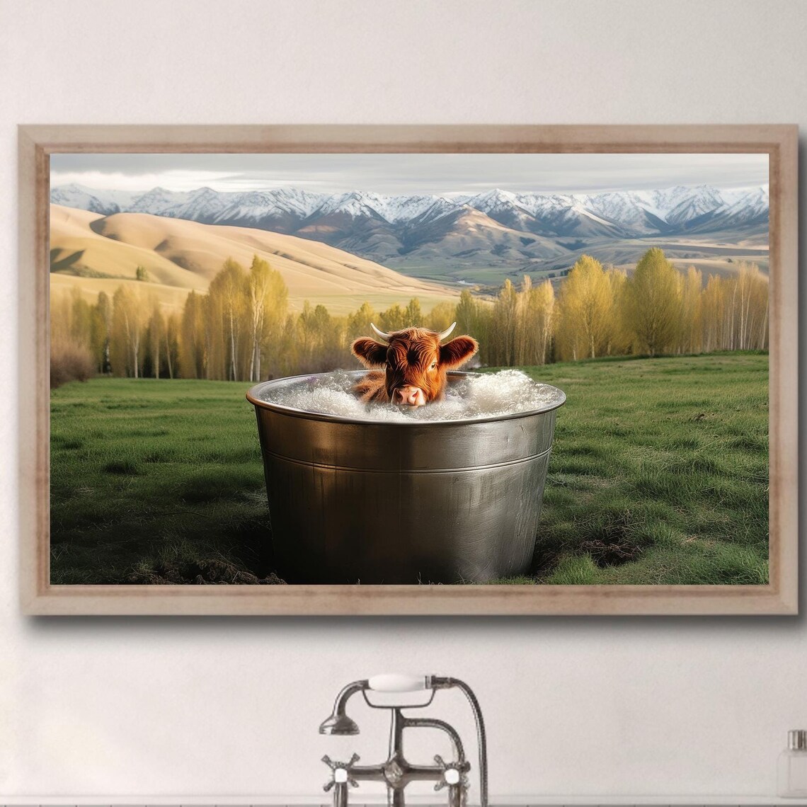 Highland Cow Print, Cute Bathroom Animal Poster - Image 4
