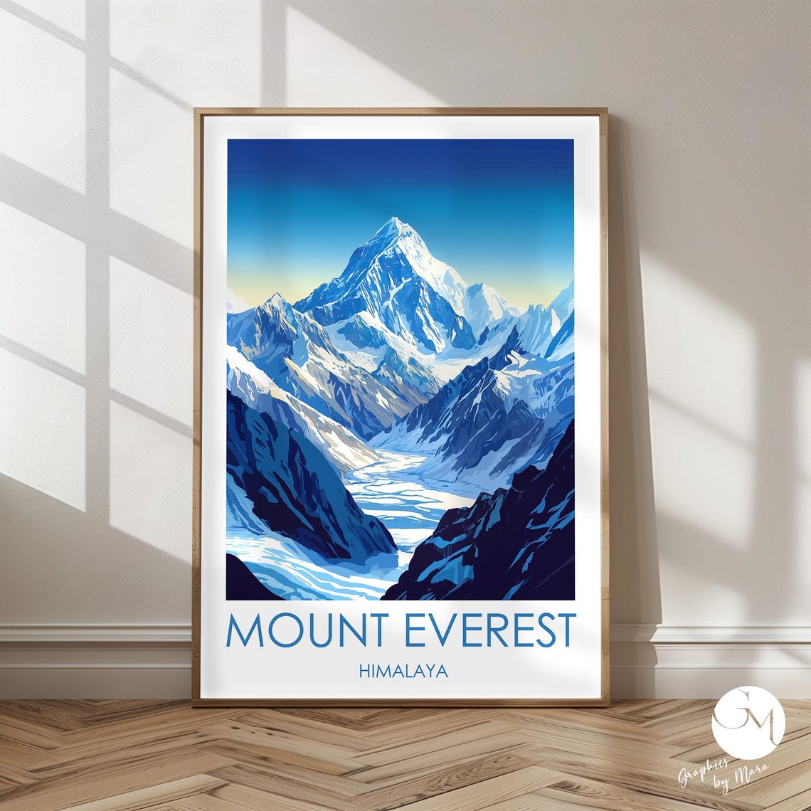 Mount Everest Himalaya Glacier Valley Illustration Travel Poster