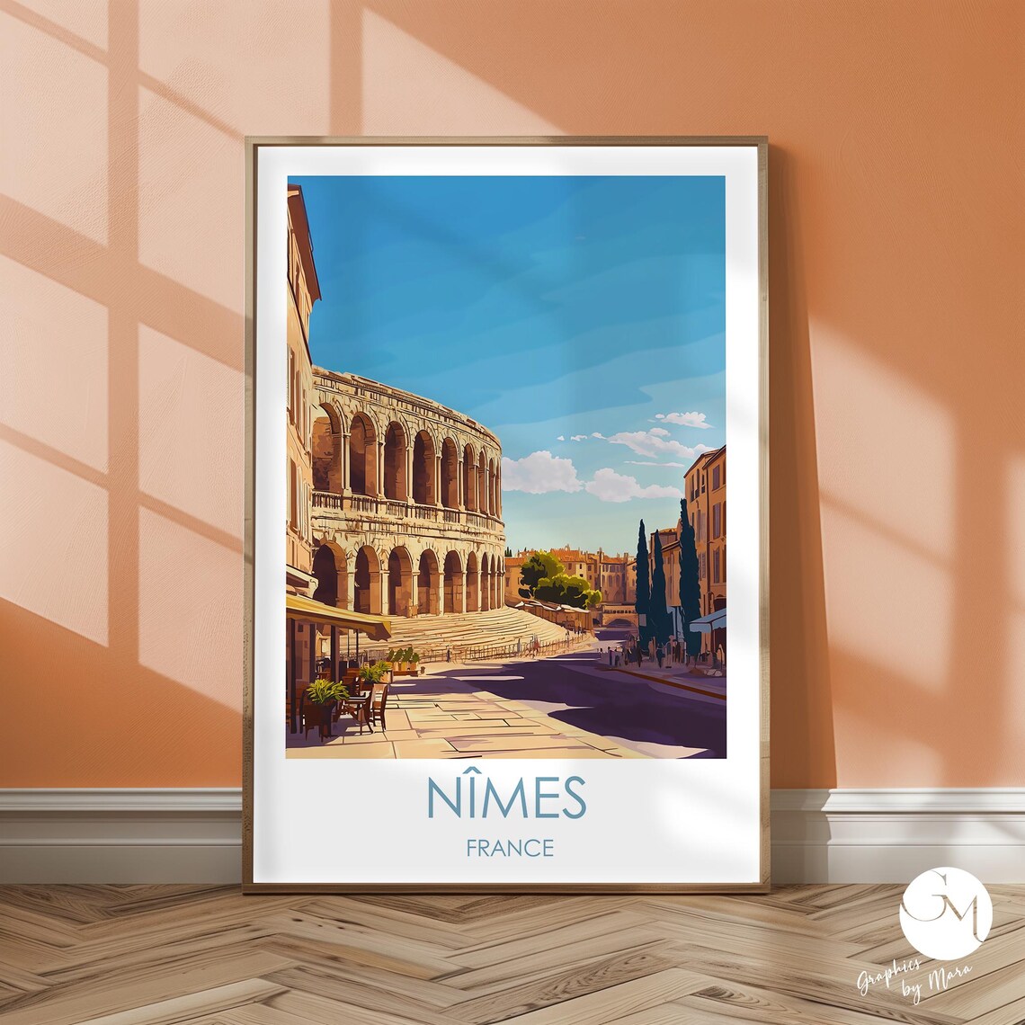 Nimes Poster France Travel Print Nmes Historic Arena Wall Art For Lovers Of Southern
