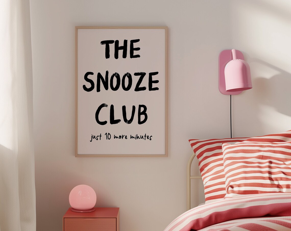 The Snooze Club Typography Poster, Bedroom Decor - Image 4