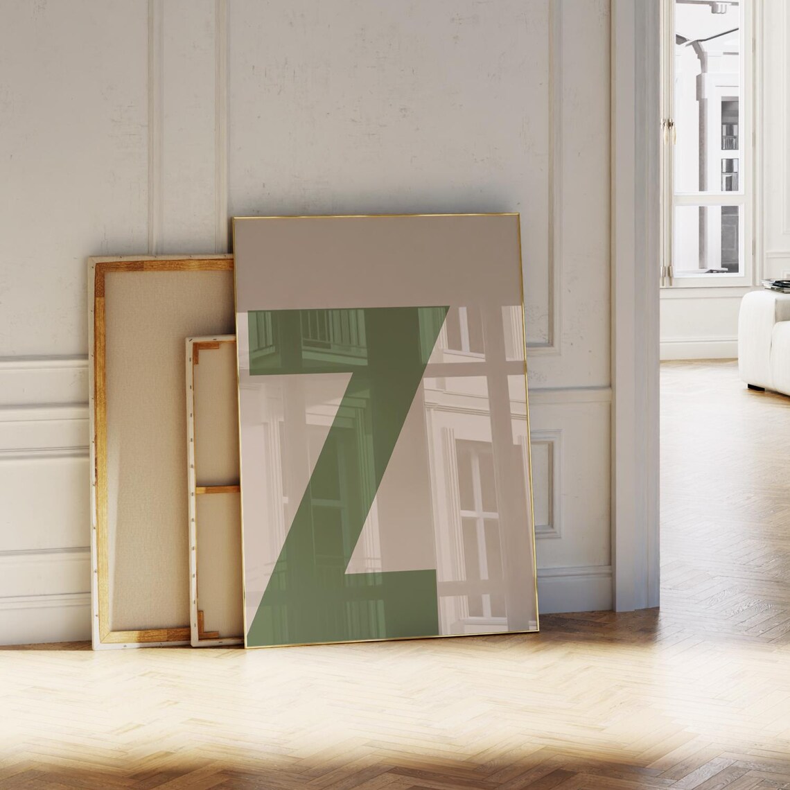 Green Letter Z Minimalist Modern Initial Monogram Art Poster
