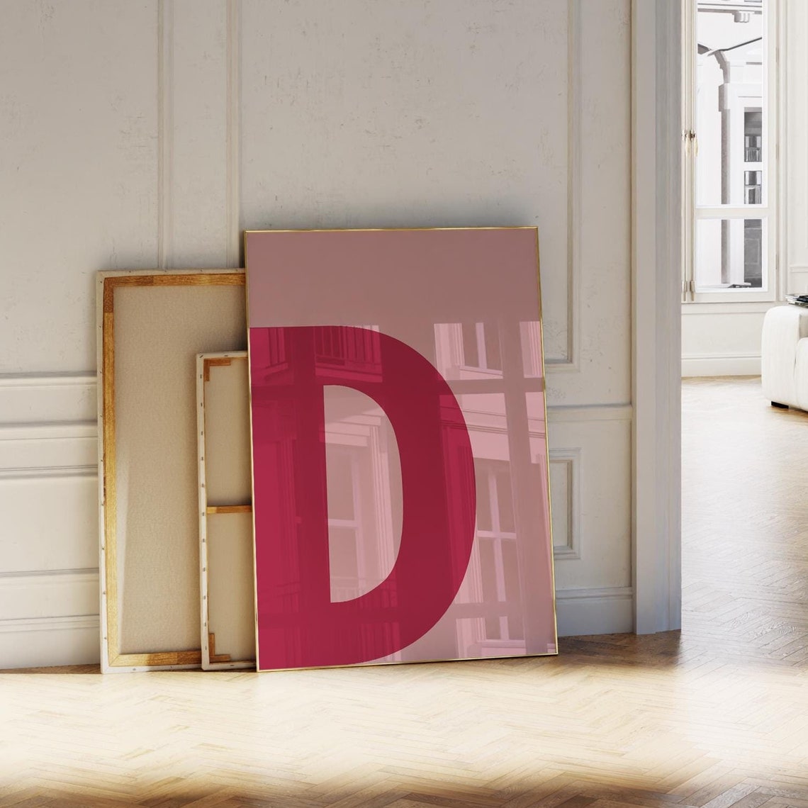 Pink Letter D Initial Alphabet Monogram Minimalist Typography Poster