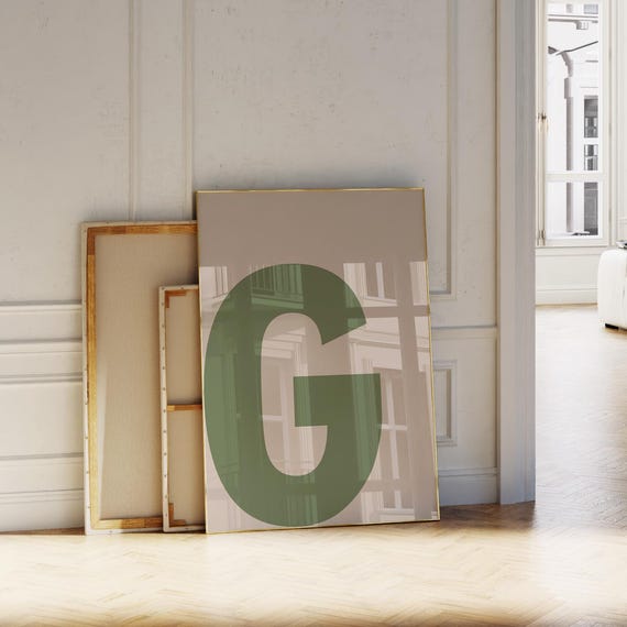 Green Letter G Print Minimalist Alphabet Wall Art Trendy Poster For Kids Dorm Room