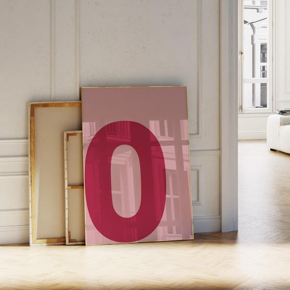Initial O Print Pink Alphabet Poster Minimalist Letter Sign For Girls Preppy Wall Art
