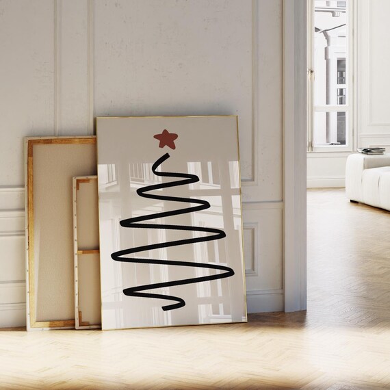 Abstract Christmas Pine Tree Art Print Festive Holiday Home Decor Xmas Poster Noel Decoration