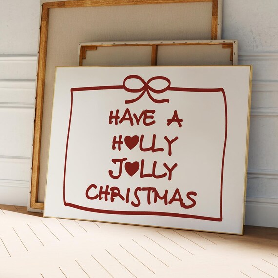 Have a Holly Jolly Christmas Red Hand Lettered Holiday Poster
