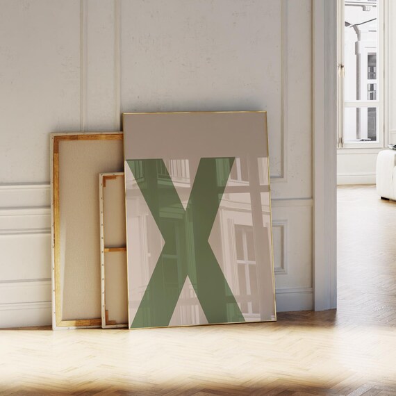 Green Letter X Minimalist Modern Initial Monogram Art Poster