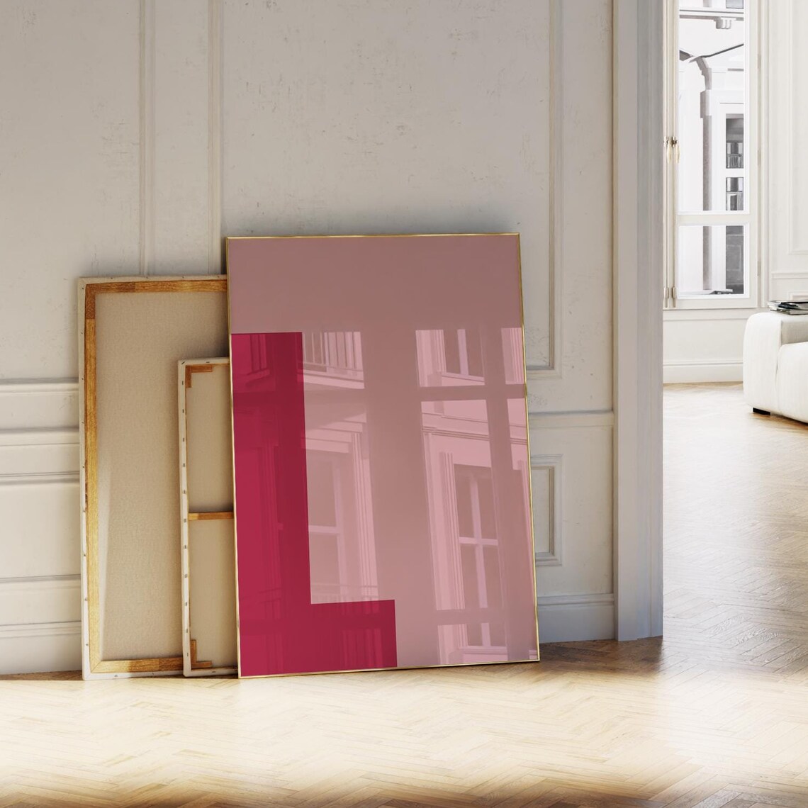 Pink Initial L Bold Alphabet Letter Minimalist Nursery Room Poster
