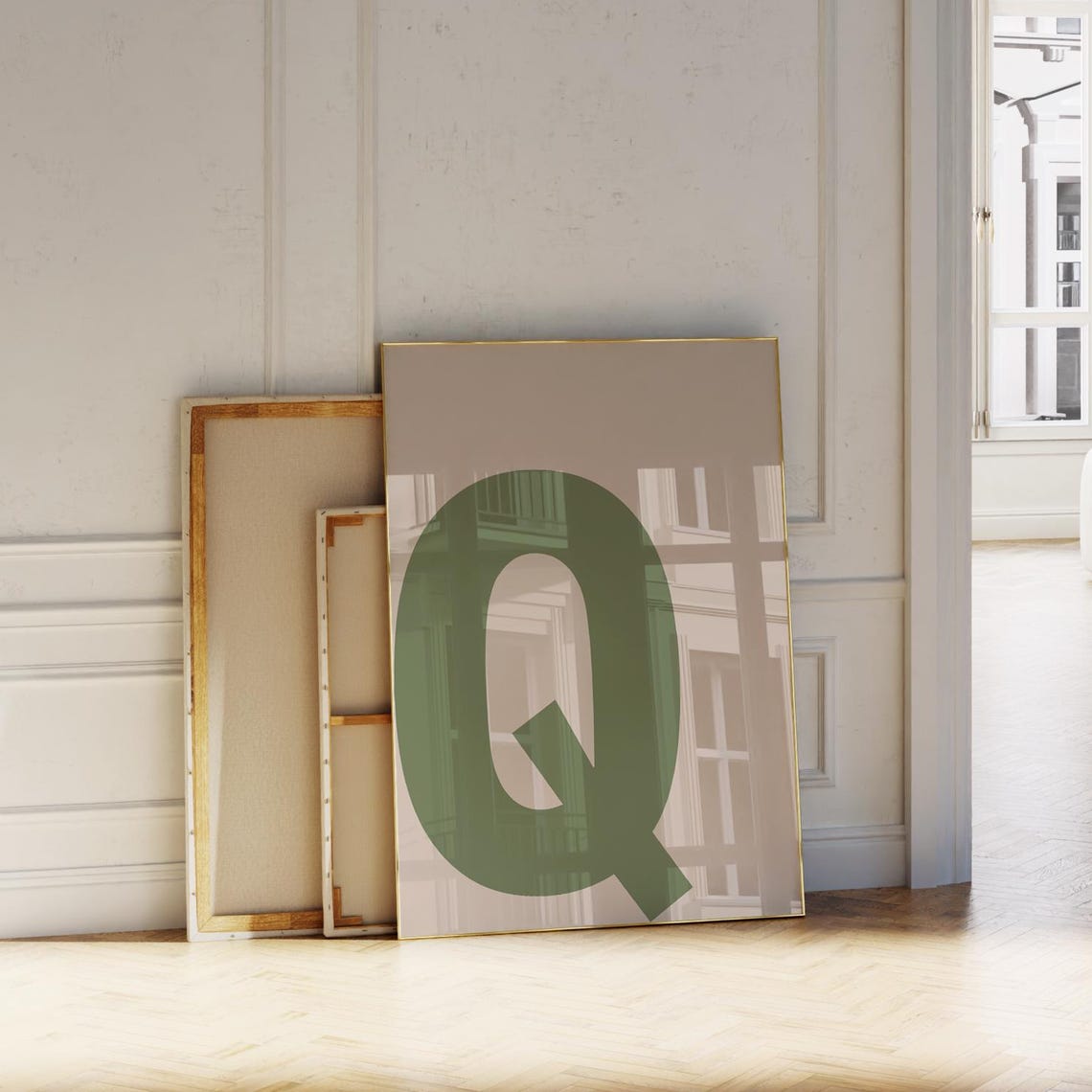 Green Letter Q Print Minimalist Alphabet Poster Initial Art For Wall