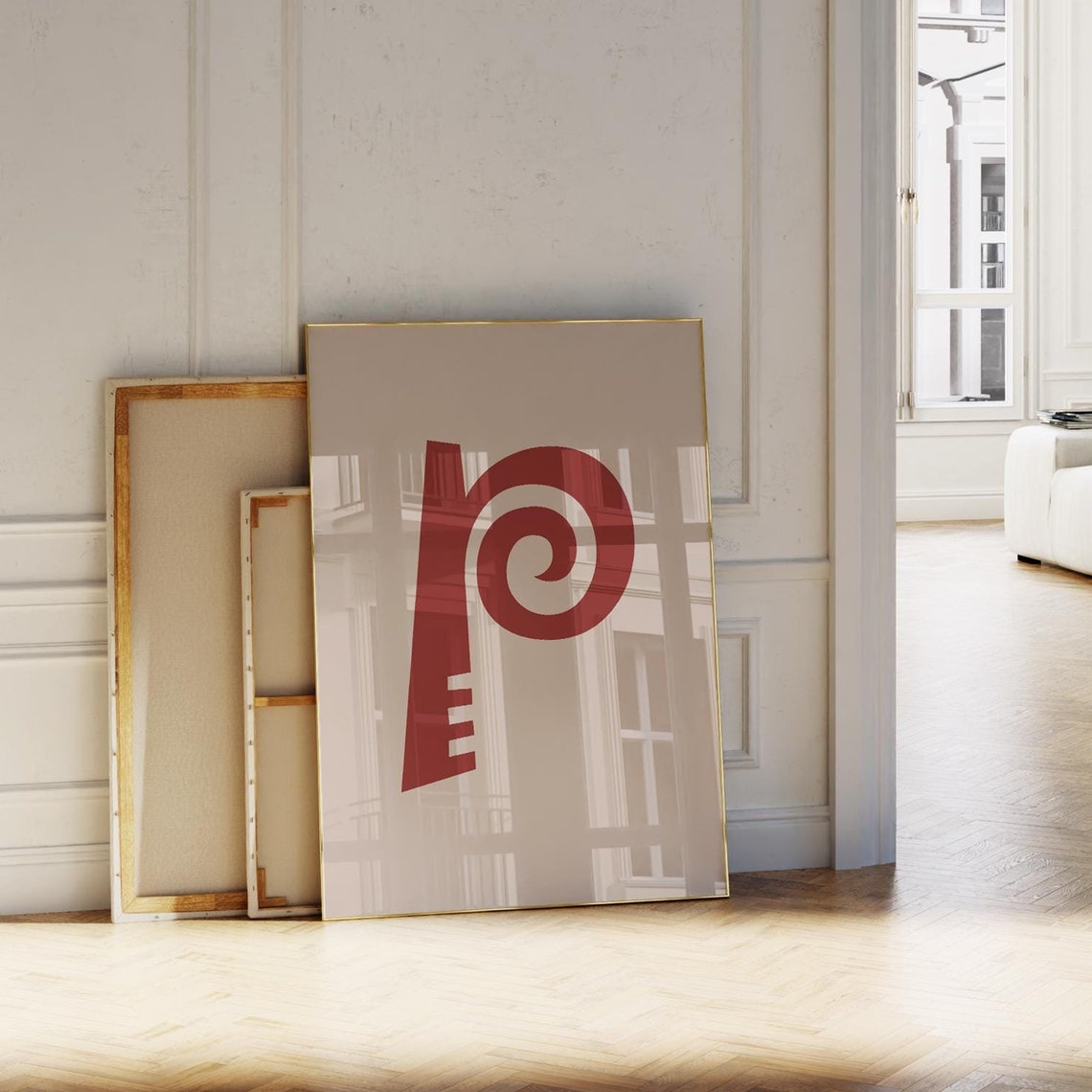 Bold Red Stylized Letter P Minimalist Monogram Alphabet Poster