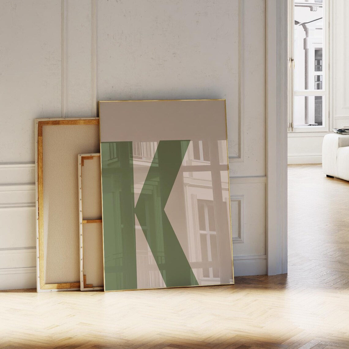 Green Letter K Print, Minimalist Alphabet Poster