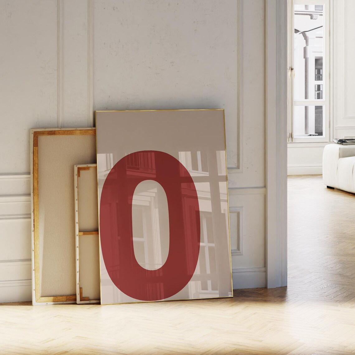 Bold Letter O Minimalist Beige Burgundy Typography Art Poster