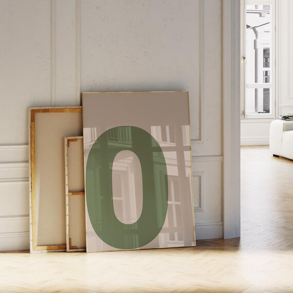 Green Initial O Bold Alphabet Letter Minimalist Nursery Room Poster