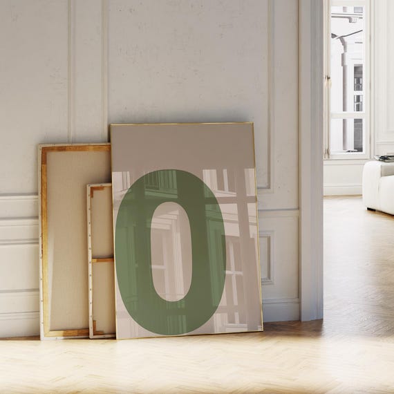 Green Letter O Print Alphabet Poster Art For Wall Minimalist Trendy Initial