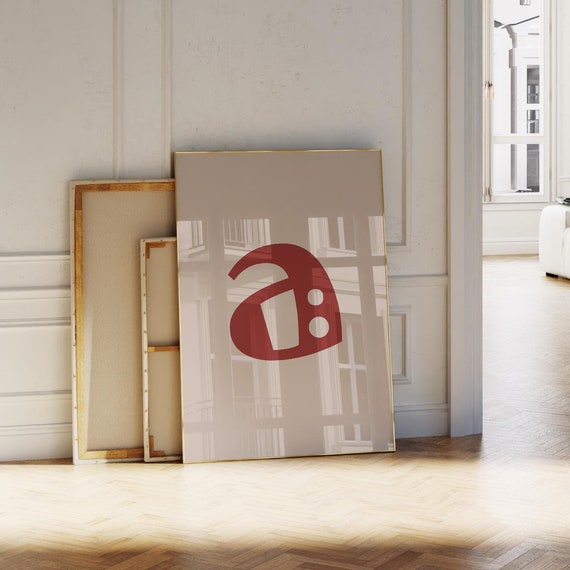 Funny Letter A Print Red Beige Alphabet Poster Initial Wall Art For Kidscollagedormteen Room
