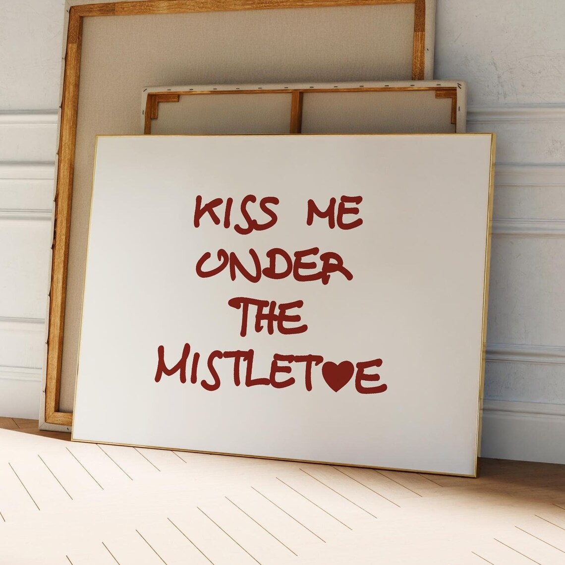 Kiss Me Under the Mistletoe Romantic Christmas Typography Poster