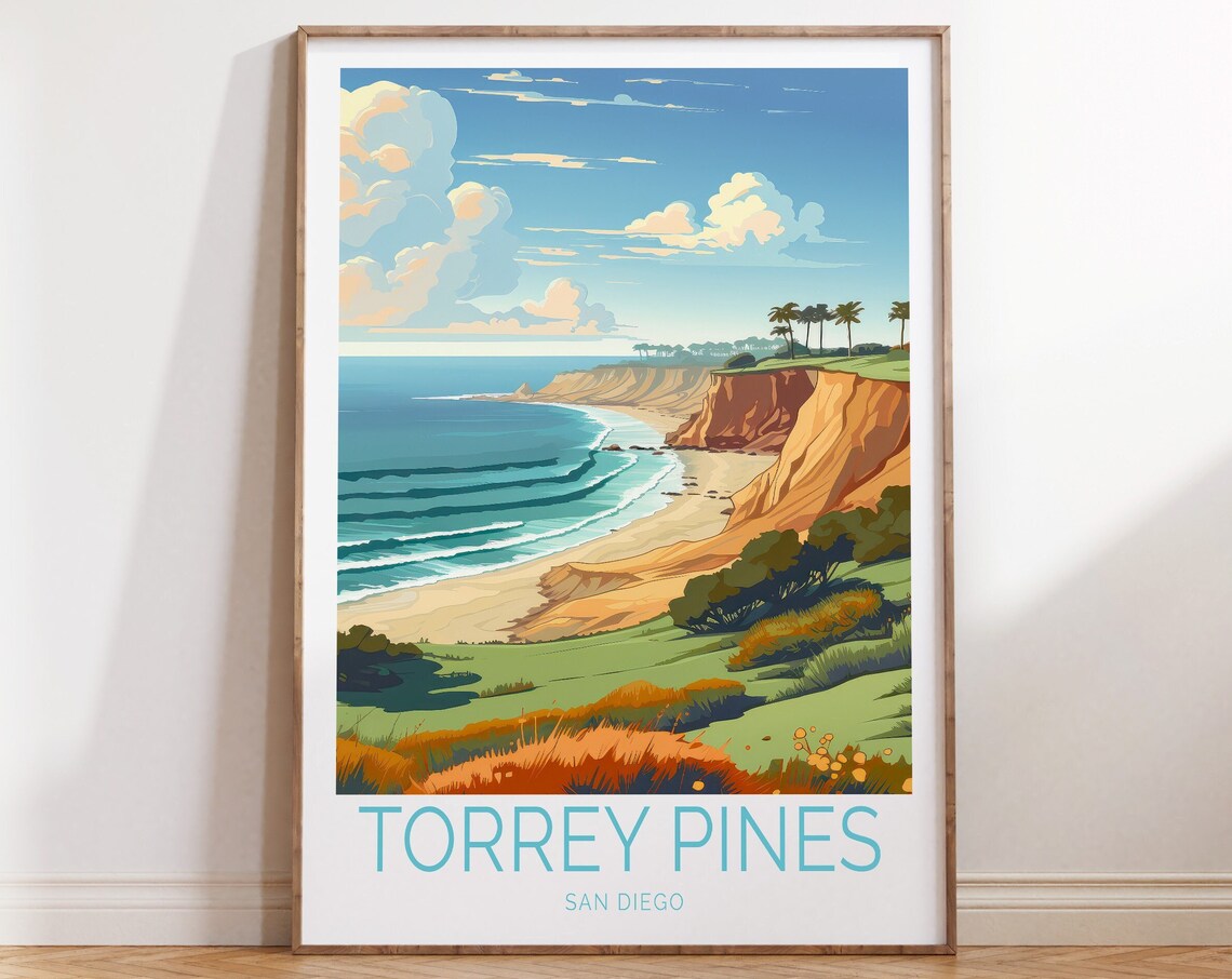 Torrey Pines Coastal California Travel Poster