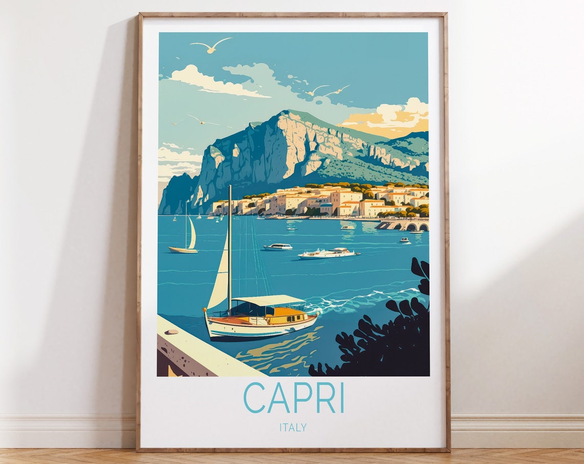 Capri Travel Poster Italy Travel Poster Capri Island Travel Wall Art Capri Italy Travel Wall Art Di Capri Italia