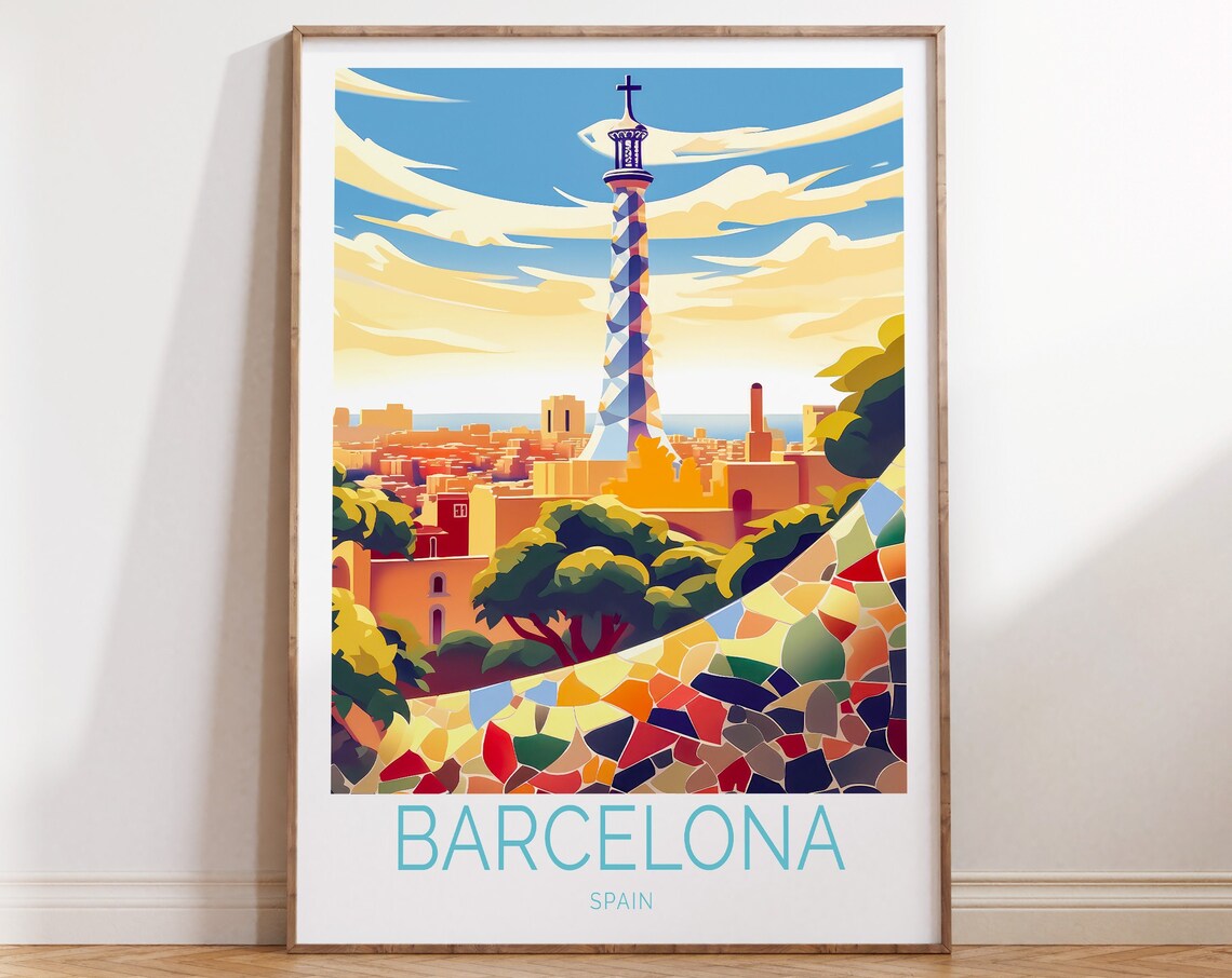 Barcelona Spain Travel Poster Barcelona City Print Barcelona Spain Travel Wall Art Barcelona Spain Gift Spain Birthday