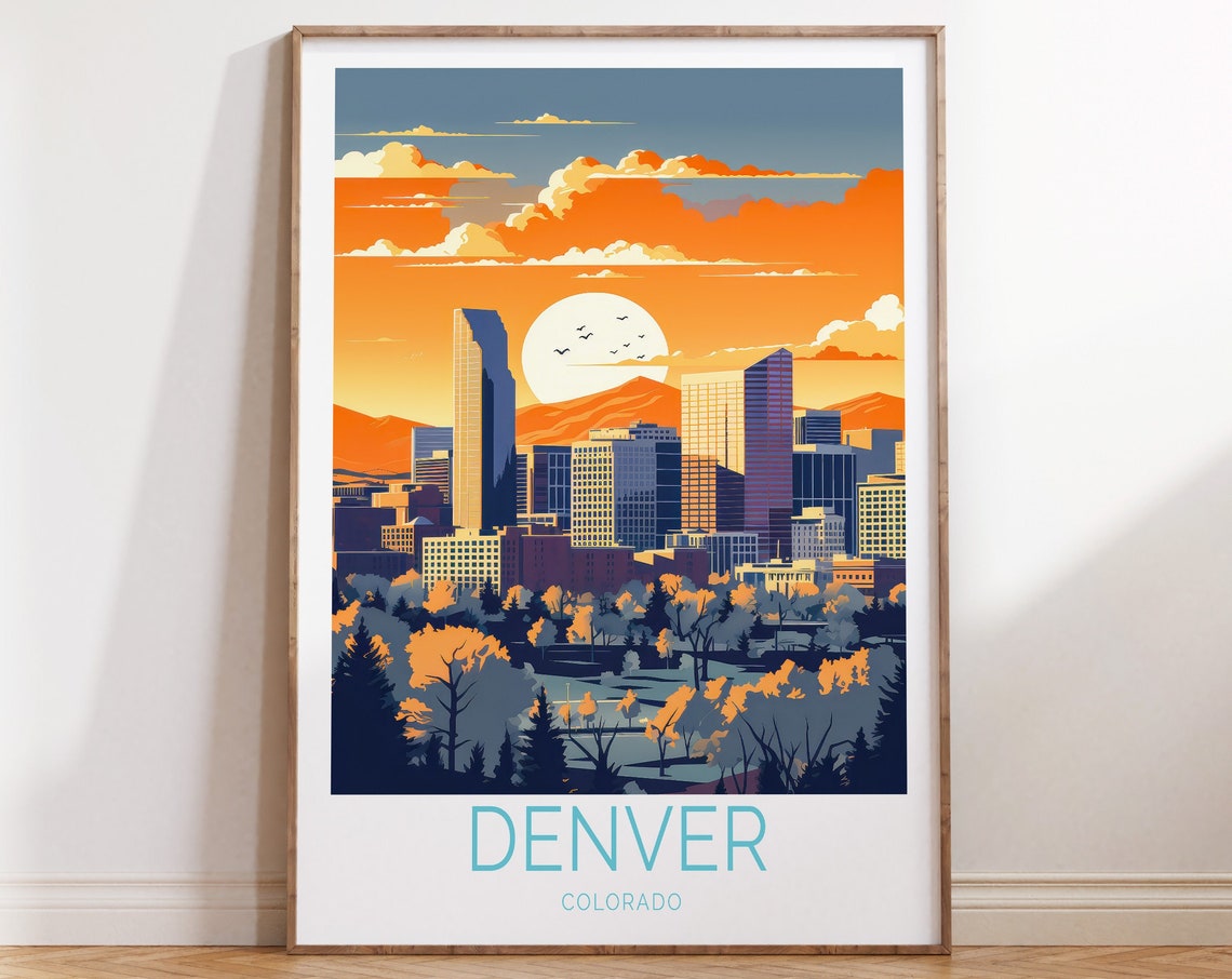 Denver Travel Poster Colorado Denver Poster Denver Colorado Wall Art Denver City Illustration Travel Poster Gifts Birthday Gifts