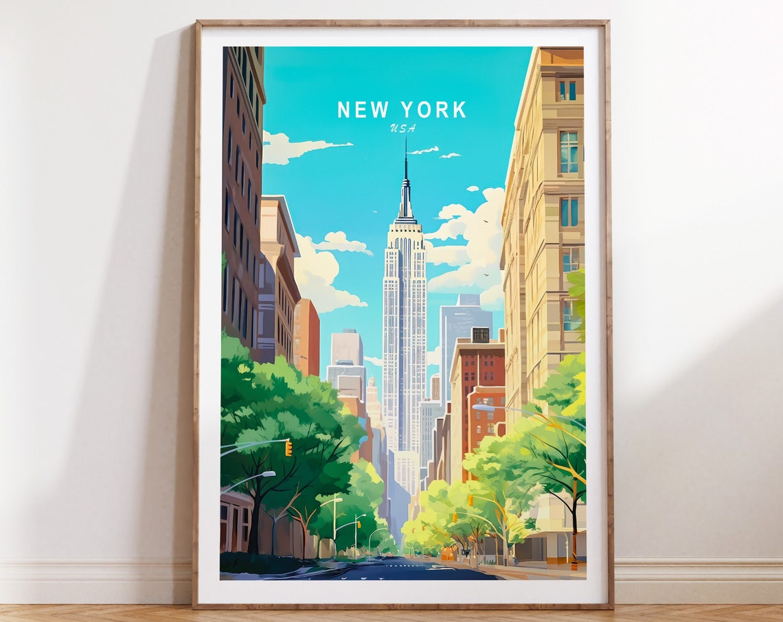 New York Travel Poster New York Brooklyn Poster New York Brooklyn Travel Wall Art New York Manhattan Travel Gift Birthday Gift