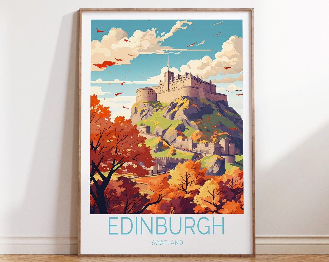 Edinburgh Scotland Travel Poster, Edinburgh Castle