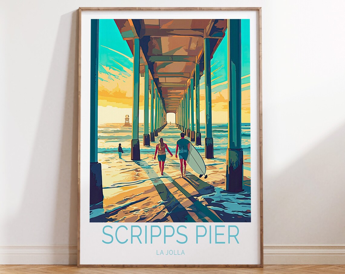 Scripps Memorial Pier La Jolla Travel Poster