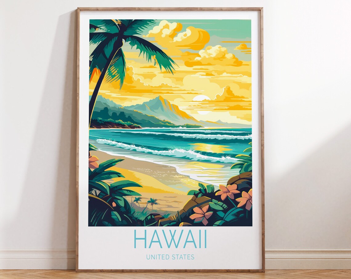 Hawaii Coastal Travel Poster, Kalalau Trail Art Print