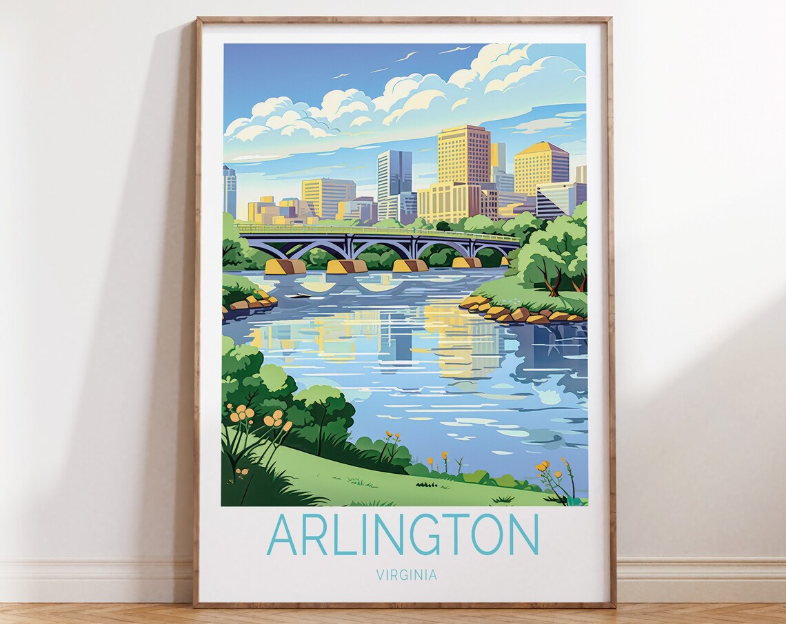 Arlington Virginia Travel Poster, Virginia Illustration