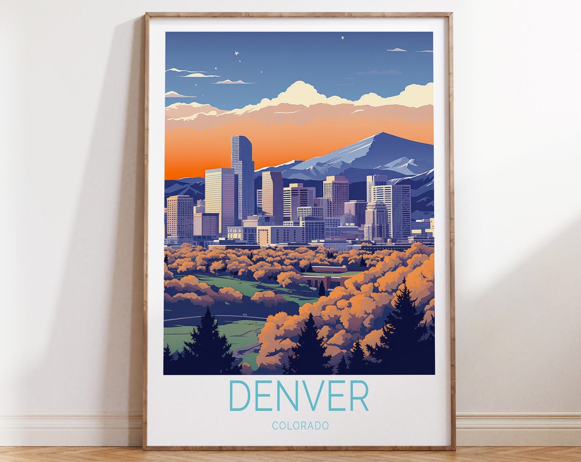 Denver Travel Poster Colorado Denver Poster Denver Colorado Wall Art Denver City Illustration Travel Poster Gifts Birthday Gifts