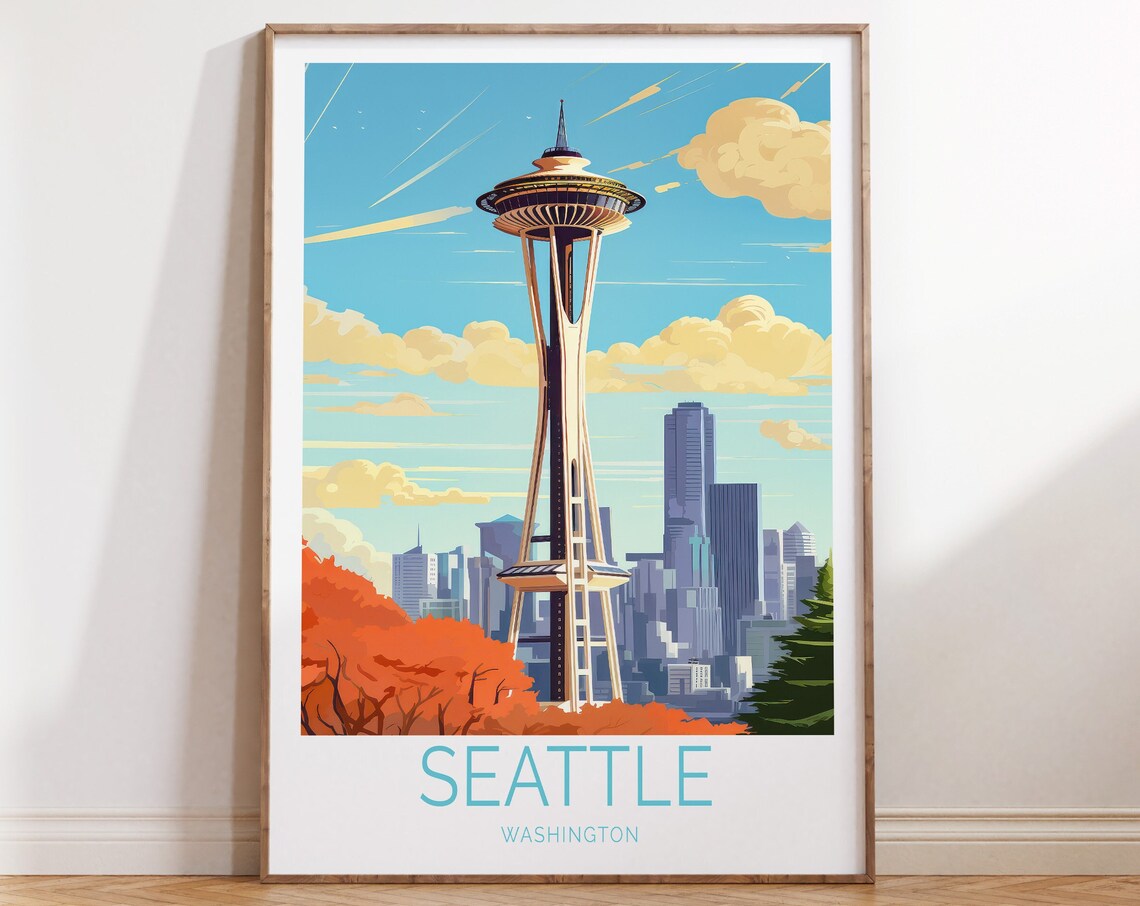 Seattle Travel Poster, Seattle Washington Art Print