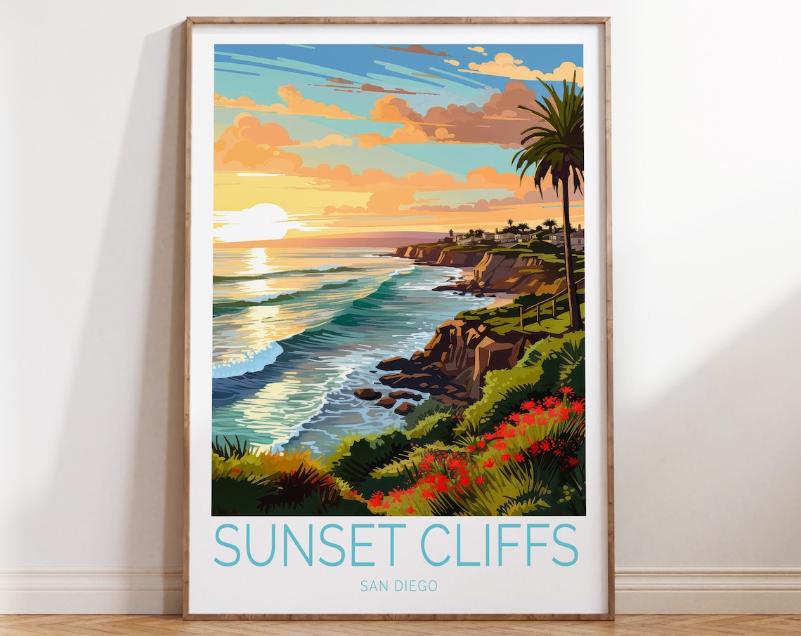 Sunset Cliffs San Diego California Travel Poster