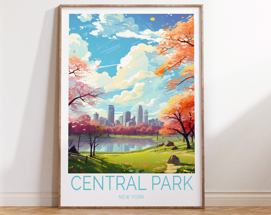 Central Park New York Travel Poster, New York Travel