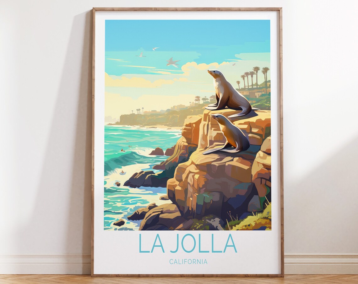 La Jolla San Diego Travel Poster, California Coast