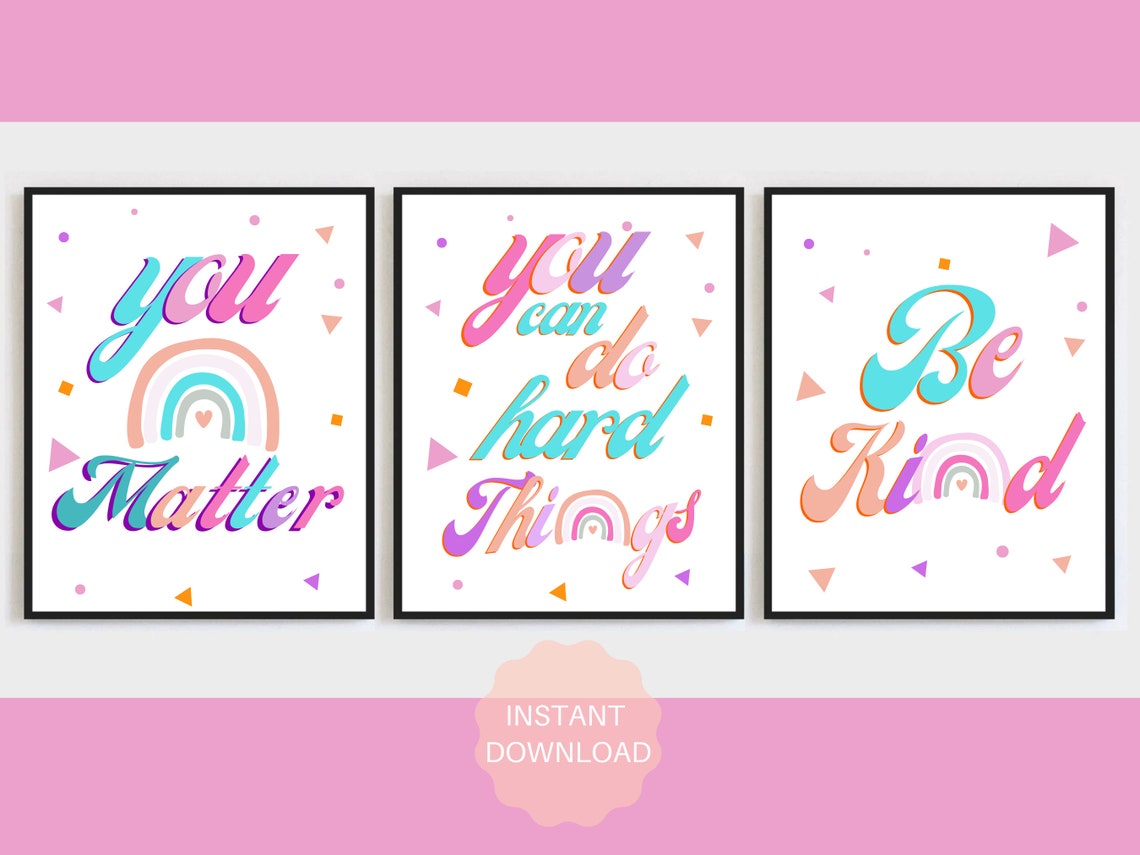 Be Kind Pastel Retro Script Rainbow Typography Positivity Poster - Image 4