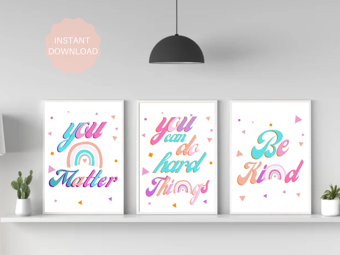Be Kind Pastel Retro Script Rainbow Typography Positivity Poster - Image 6