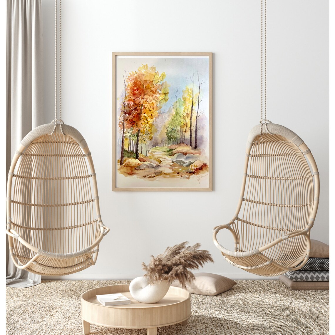 Autumn Landscape Watercolor Art Print - Image 4