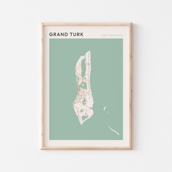 Grand Turk Map Poster Print Wall Art Turks And Caicos Travel Gift Minimalist