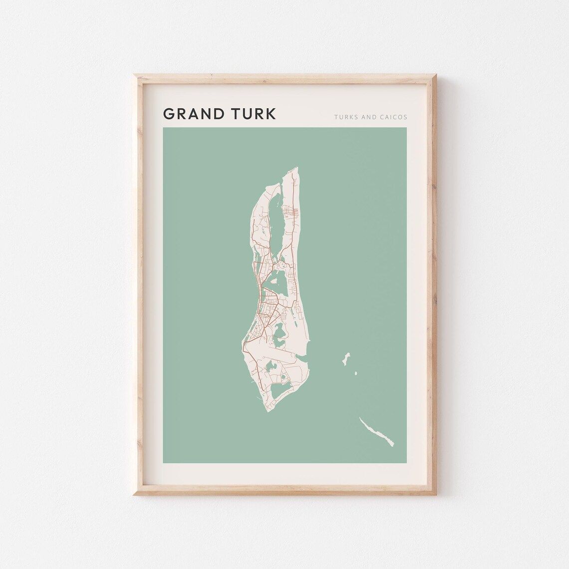 Grand Turk Map Poster Print Wall Art Turks And Caicos Travel Gift Minimalist