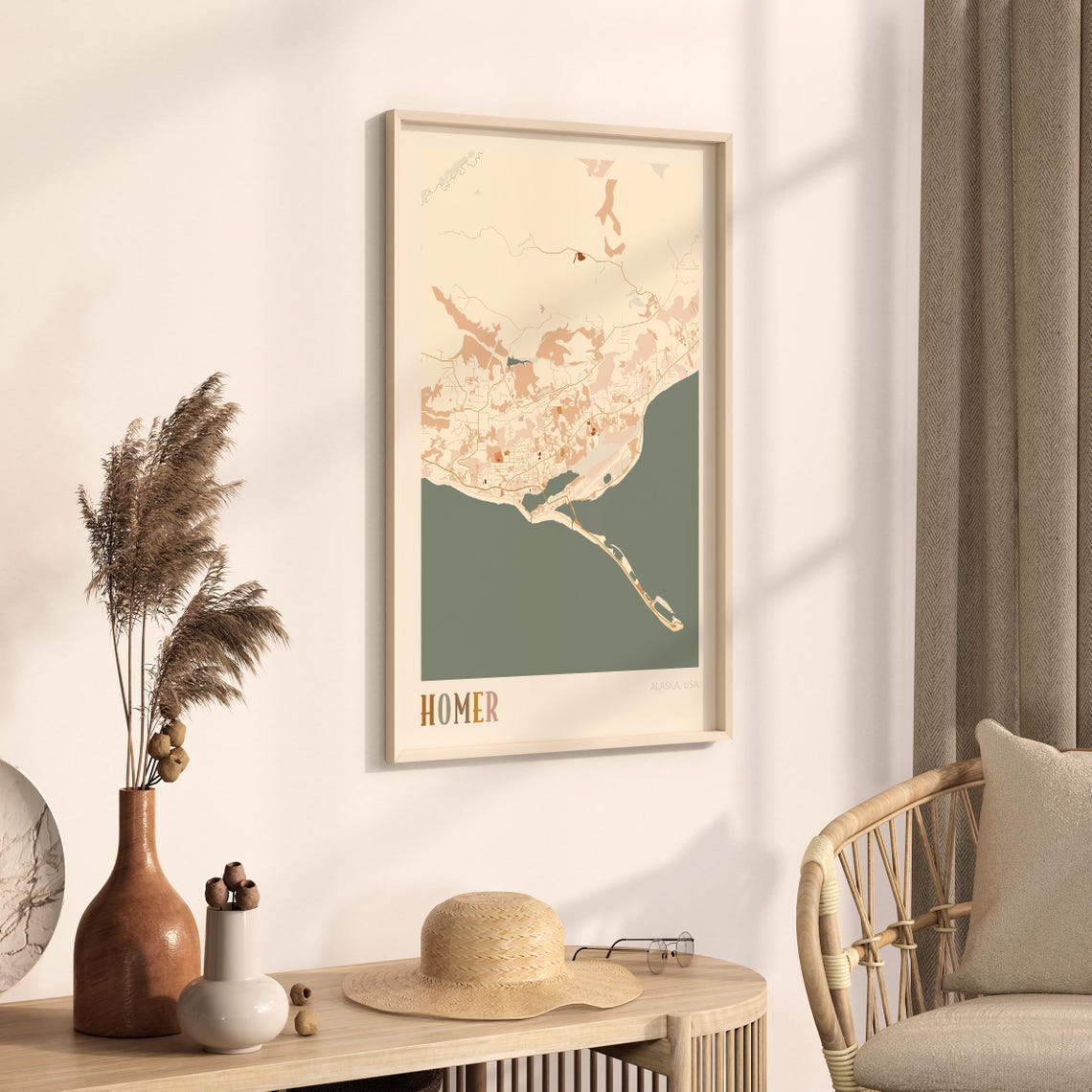 Homer Alaska Stylized Vintage Street Map Modern City Art Poster - Image 3