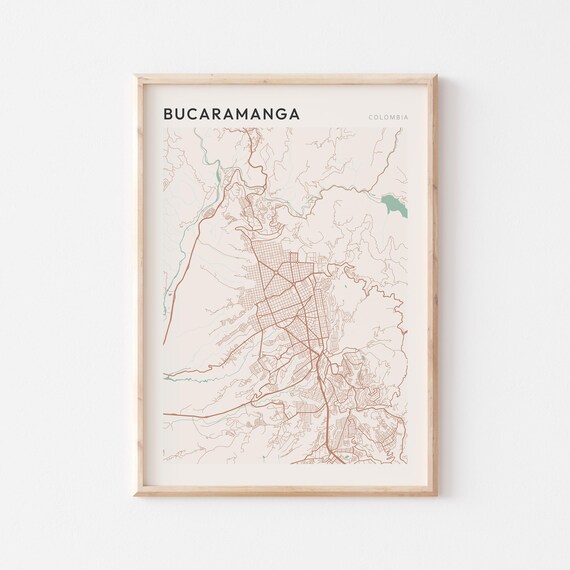 Bucaramanga Map Poster Print Wall Art Colombia Travel Gift Minimalist