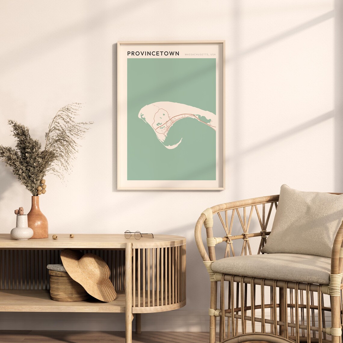 Provincetown Massachusetts Modern Minimalist City Street Map Art Poster - Image 2