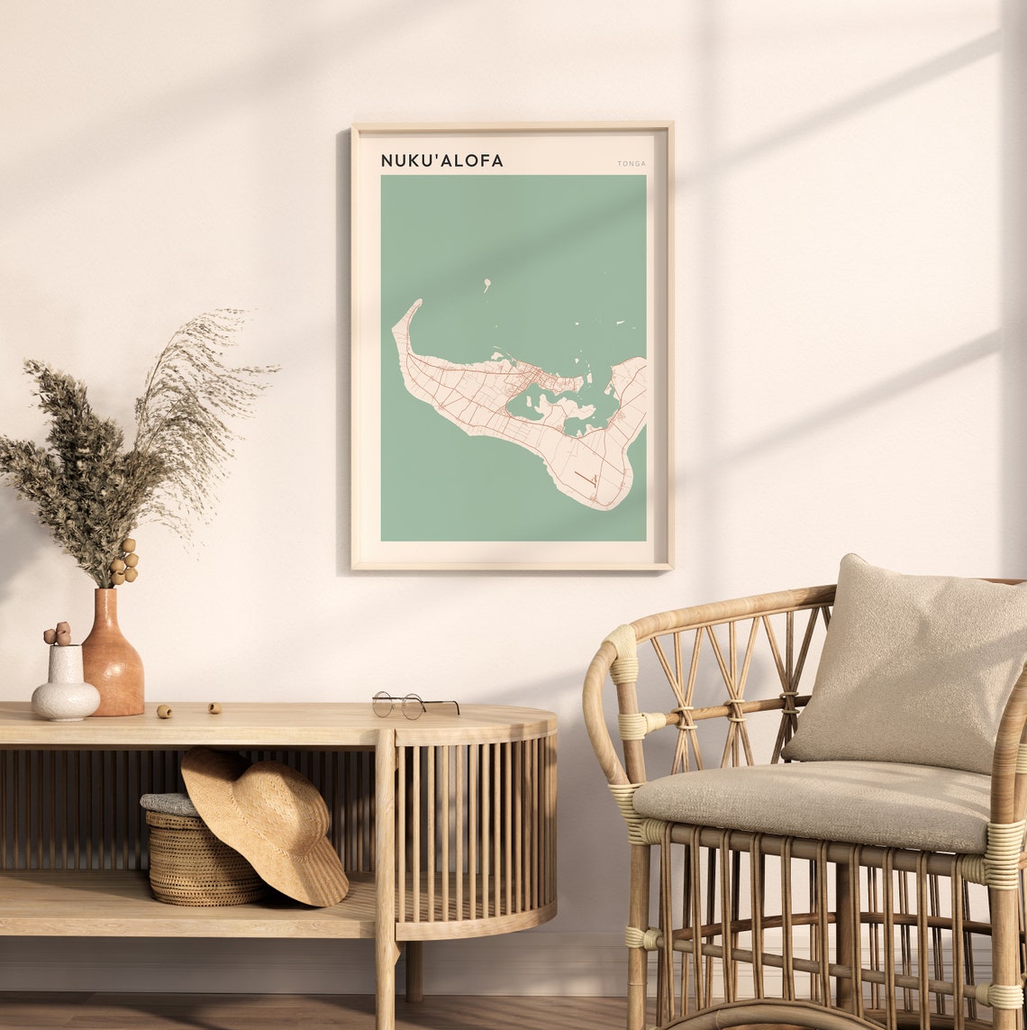 Nuku'alofa Tonga South Pacific Minimalist Boho Island City Map Poster - Image 2