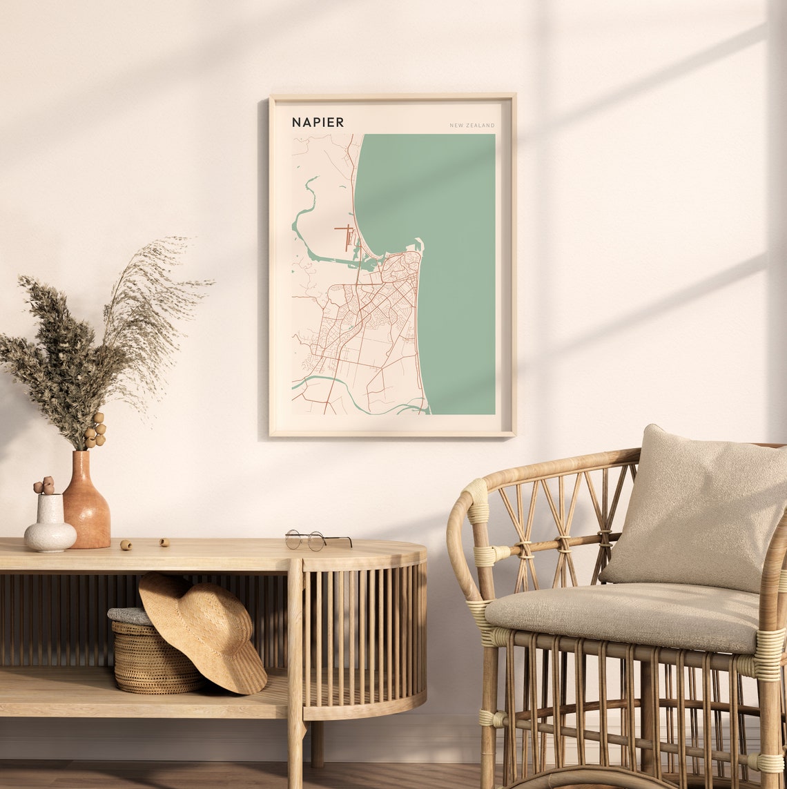 Napier New Zealand Minimalist Boho Coastal City Street Map Poster - Image 2