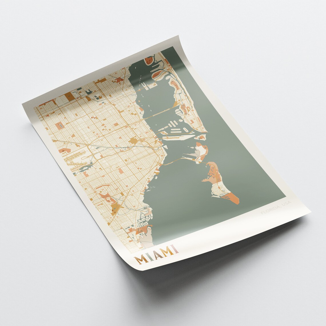 Miami City Map Boho Travel Poster Art Print - Image 2