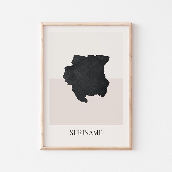 Suriname Map Poster Print Minimalist Boho Wall Art Decor For Home Or Gift