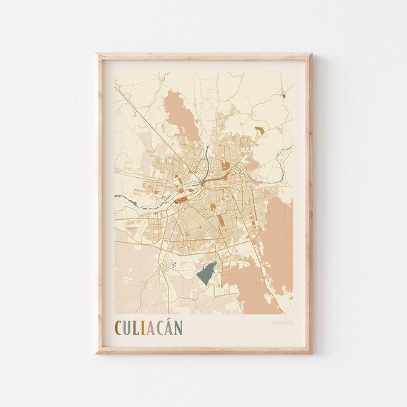 Culiacan Map Poster Print Wall Art Mexico Travel Gift Boho