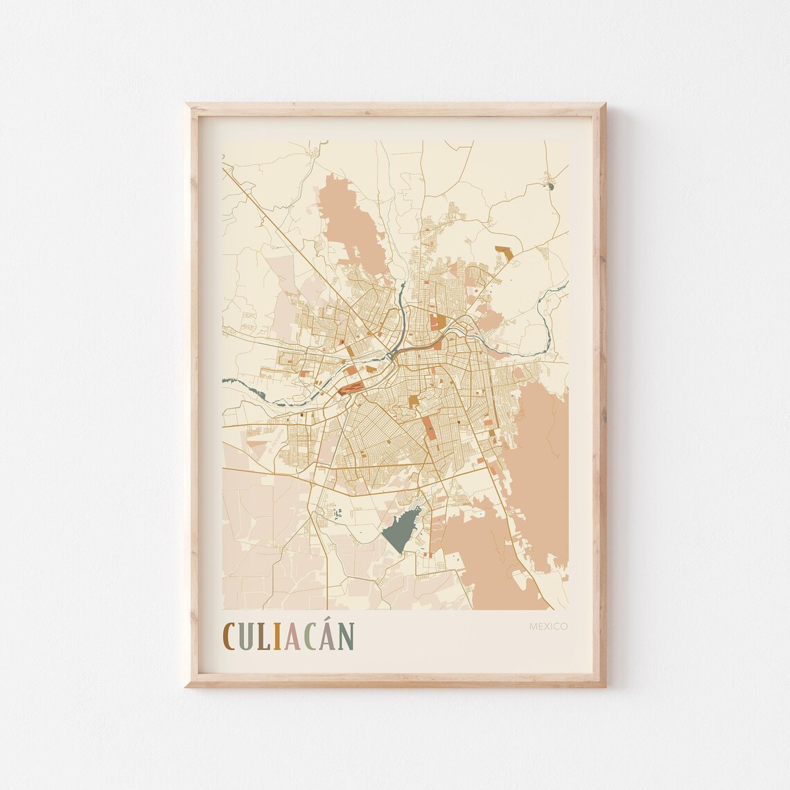 Culiacan Map Poster Print Wall Art Mexico Travel Gift Boho