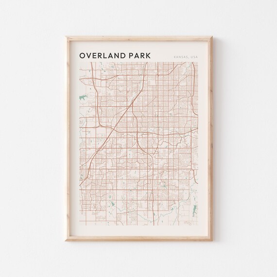 Overland Park Kansas City Map Poster Minimalist Line Art Modern Wall Decor Gift