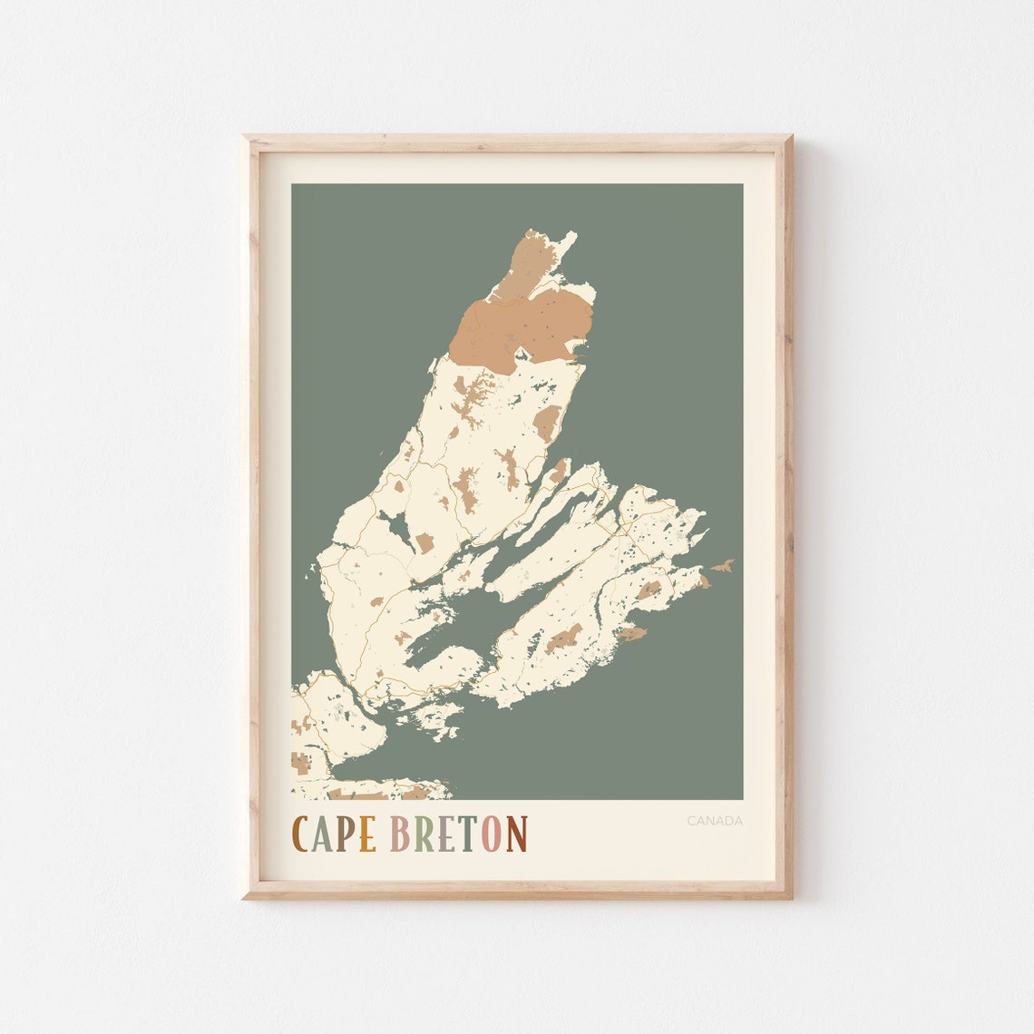Cape Breton Island Nova Scotia Canada Decorative Boho Map Poster